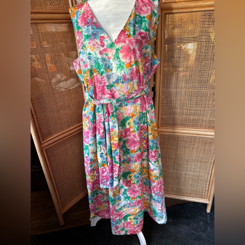 Anne Klein Floral V-Neck Maxi Dress